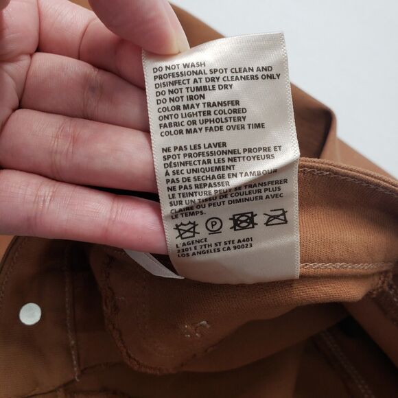 L'Agence Jeans Womens 26 Brown Cognac Margot High Rise Skinny Coated Western USA - Picture 12 of 16